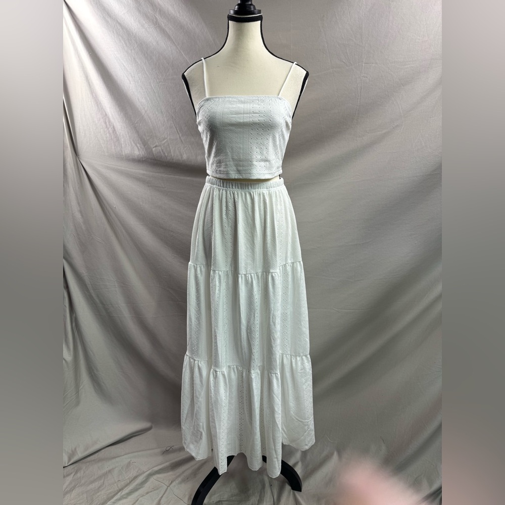 Boho Eyelet Embroidered Two-Piece Maxi Set White - Picture 7 of 9